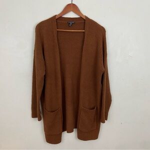 Eileen Fisher Open Front Brown Cardigan With Pockets Large Petite